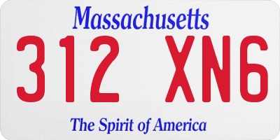 MA license plate 312XN6