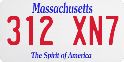 MA license plate 312XN7