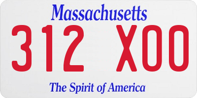 MA license plate 312XO0