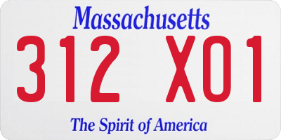 MA license plate 312XO1