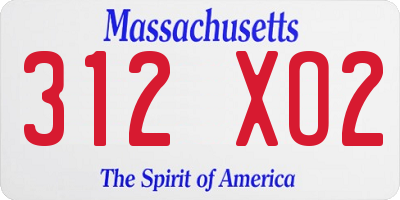 MA license plate 312XO2
