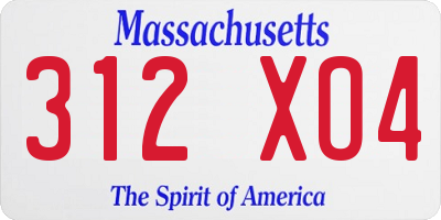 MA license plate 312XO4