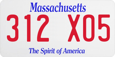 MA license plate 312XO5