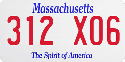 MA license plate 312XO6