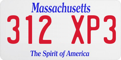 MA license plate 312XP3