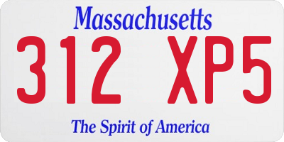 MA license plate 312XP5
