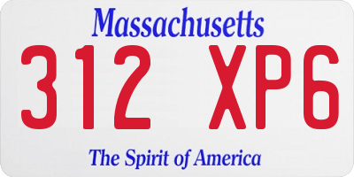 MA license plate 312XP6