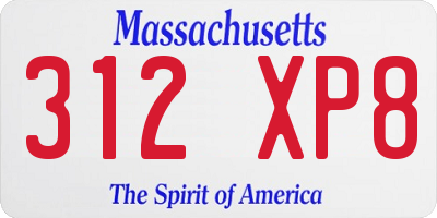 MA license plate 312XP8