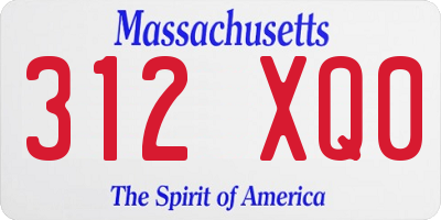MA license plate 312XQ0