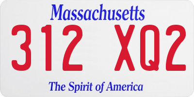 MA license plate 312XQ2