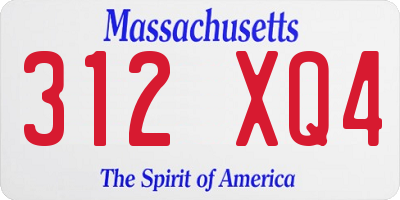 MA license plate 312XQ4