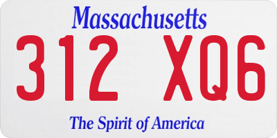 MA license plate 312XQ6