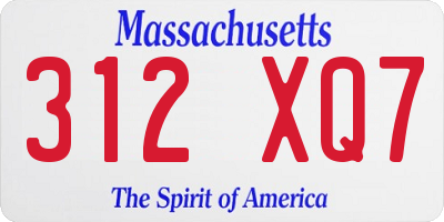 MA license plate 312XQ7