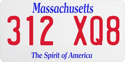 MA license plate 312XQ8
