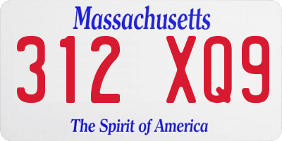 MA license plate 312XQ9