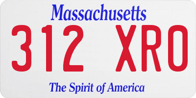 MA license plate 312XR0