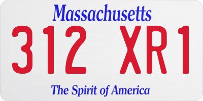 MA license plate 312XR1