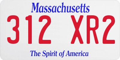 MA license plate 312XR2