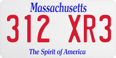 MA license plate 312XR3