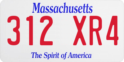 MA license plate 312XR4