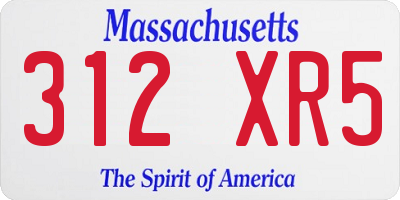 MA license plate 312XR5