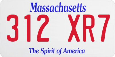 MA license plate 312XR7