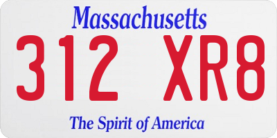 MA license plate 312XR8