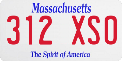 MA license plate 312XS0