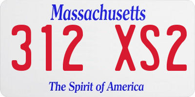 MA license plate 312XS2