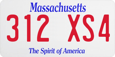 MA license plate 312XS4