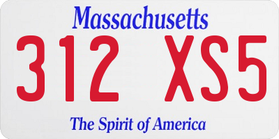 MA license plate 312XS5