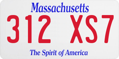 MA license plate 312XS7