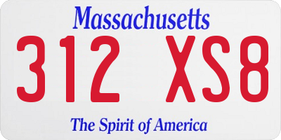 MA license plate 312XS8