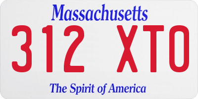 MA license plate 312XT0