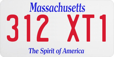 MA license plate 312XT1