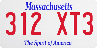 MA license plate 312XT3