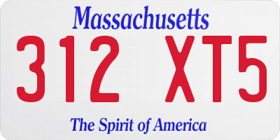 MA license plate 312XT5