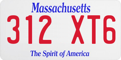 MA license plate 312XT6