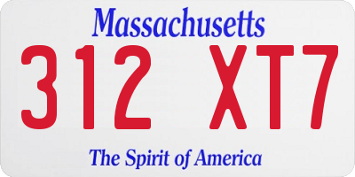 MA license plate 312XT7