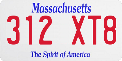 MA license plate 312XT8