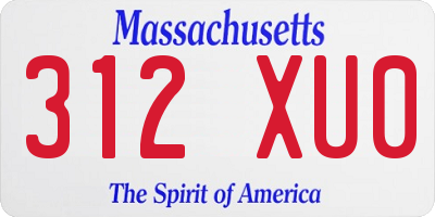 MA license plate 312XU0