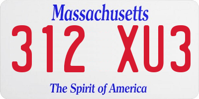 MA license plate 312XU3
