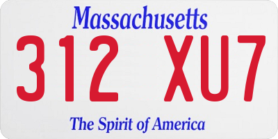 MA license plate 312XU7