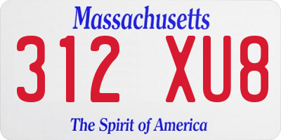MA license plate 312XU8