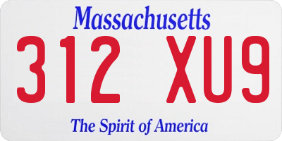 MA license plate 312XU9