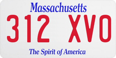MA license plate 312XV0