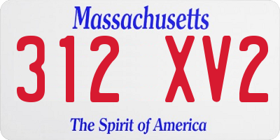 MA license plate 312XV2