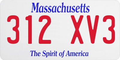 MA license plate 312XV3
