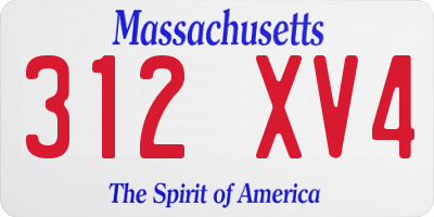 MA license plate 312XV4