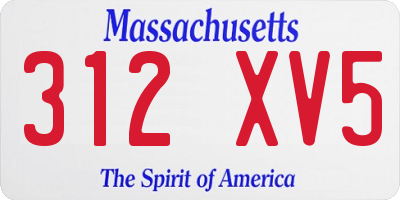 MA license plate 312XV5
